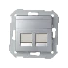 SIMON - Tapa informática universal SIMON 82 con 2 conectores RJ45 aluminio mate