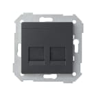 SIMON - Tapa informática universal SIMON 82 con 2 conectores RJ45 grafito