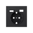 SIMON - Tapa para schuko + 2USB A+C negro mate Simon 360