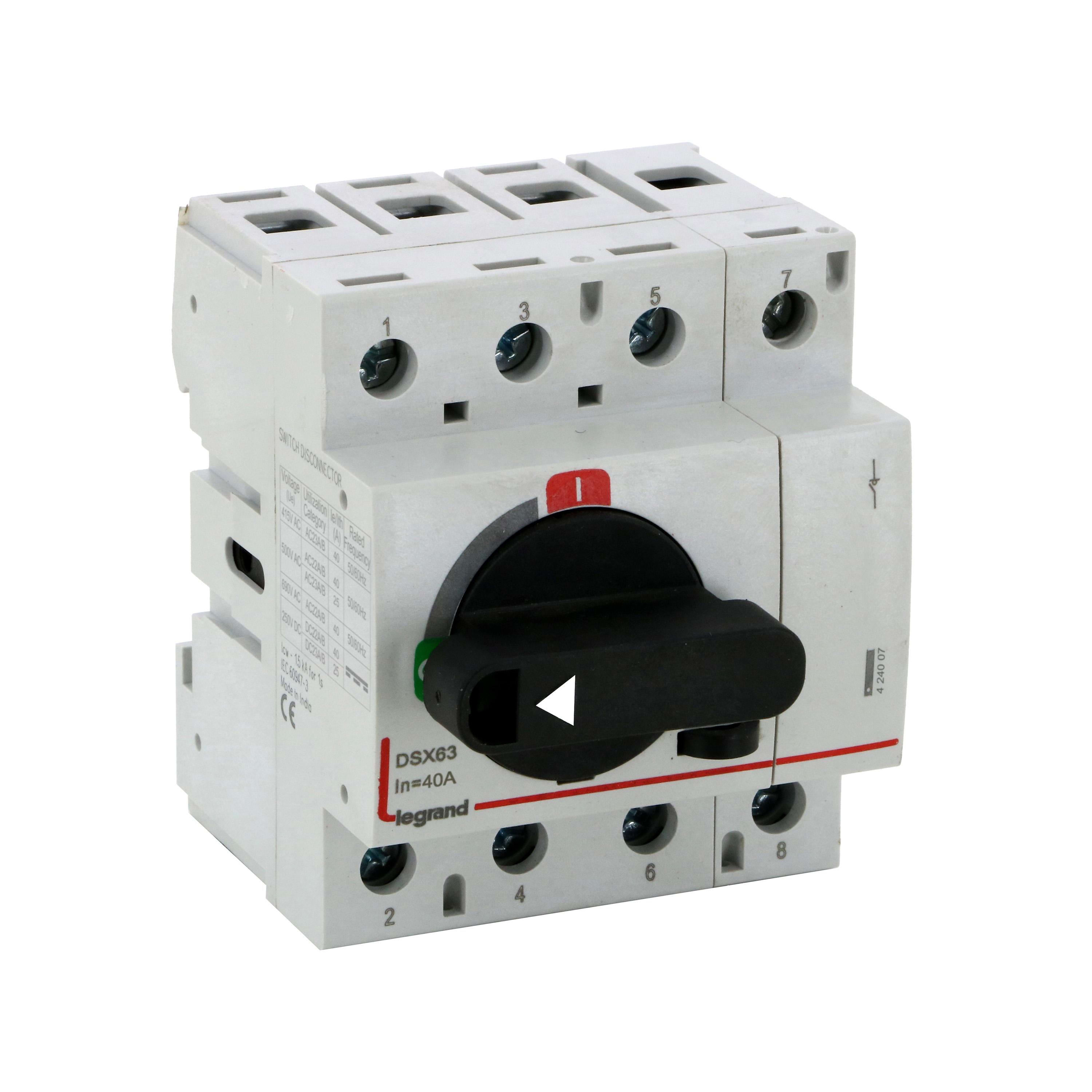 LEGRAND - Interruptor seccionador DSX SD DIN - 40A - 4P - mando directo frontal - negra