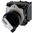 SIEMENS - Selector iluminable 22mm circular plástico blanco muletilla corta 2 posiciones O-I enclavante 10:30h/13:30 h LED verde