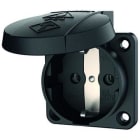 MENNEKES - Base enchufe semiempotrable schuko 16A 2P+T 230V negro, IP54, estándar alemán con tapa abatible
