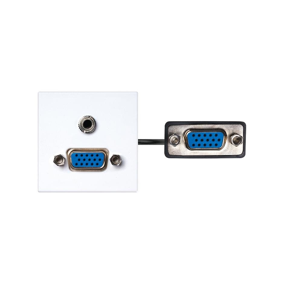 SIMON - Latiguillo VGA + Minijack hembra-hembra con placa embellecedora blanco Simon K45