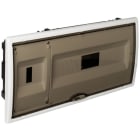 SOLERA - Caja de distribución de empotrar de 16 elementos + 4 precintables 450x222x72mm marco blanco y puerta fumé