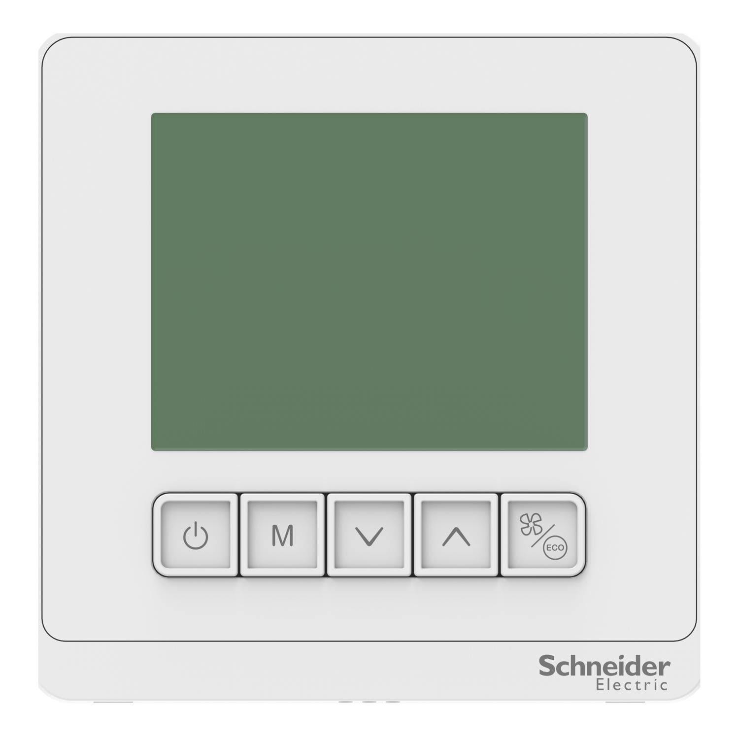 Schneider Electric - Termostato, SpaceLogic, FCU, Encendido/Apagado, Protocolo, 3 Velocidades + Automático, Deluxe, 240V, LCD, Blanco