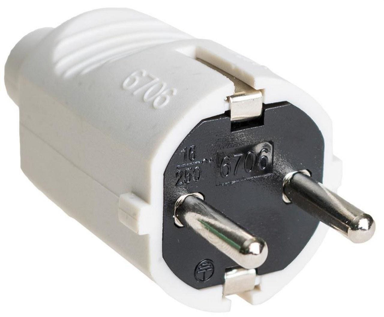 SOLERA - Clavija 2P+T 16A 250V PVC con doble sistema a tierra, sujetacables abatible para fácil embornamiento blanco