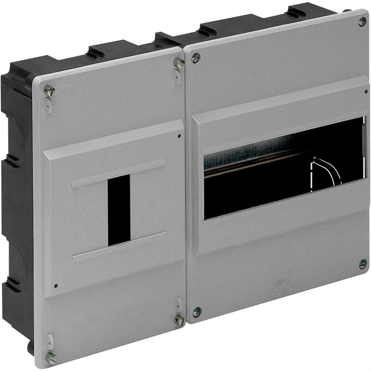 SOLERA - Caja distribución empotrar 8 elementos+4 precintables 277x188x55mm tapa gris
