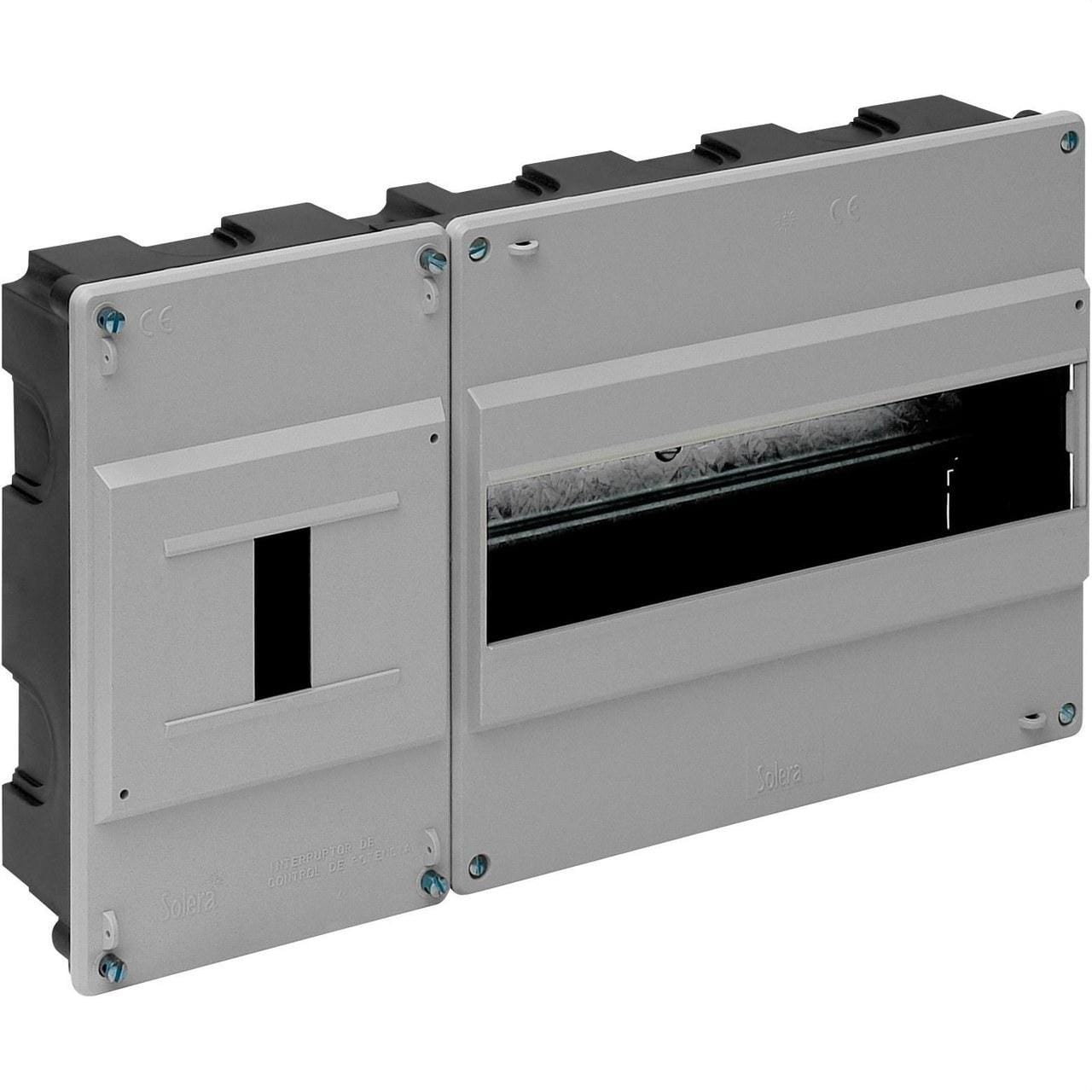 SOLERA - Caja distribución empotrar 12 elementos+4 precintables 348x188x55mm tapa gris