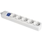 SOLERA - Base 5 tomas bipolar 16A 250V blanco con obturador+interruptor