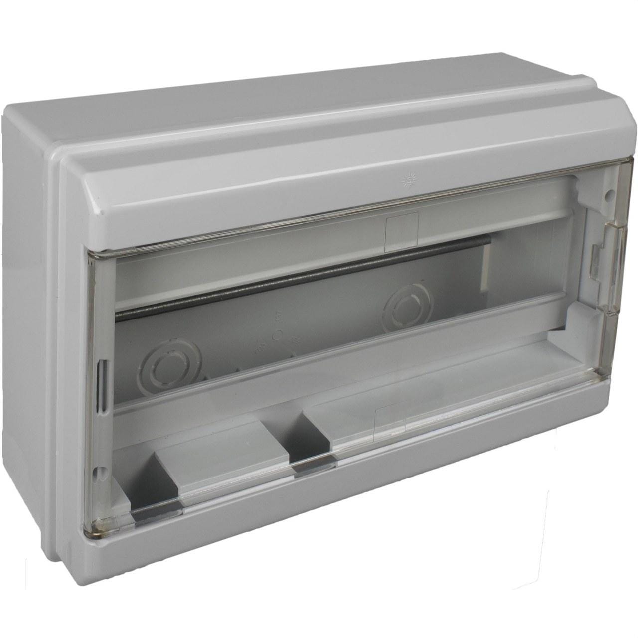 SOLERA - Caja distribución 280x192x68mm 14 elementos gris puerta transparente