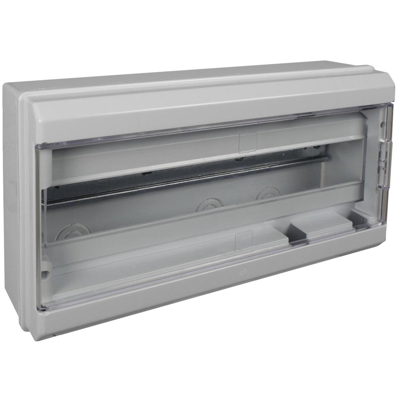 SOLERA - Caja distribución 348x192x68mm 18 elementos gris puerta transparente