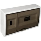 SOLERA - Caja de distribución de superficie de 12 elementos + 4 precintables 407x247x104mm marco blanco y puerta fumé