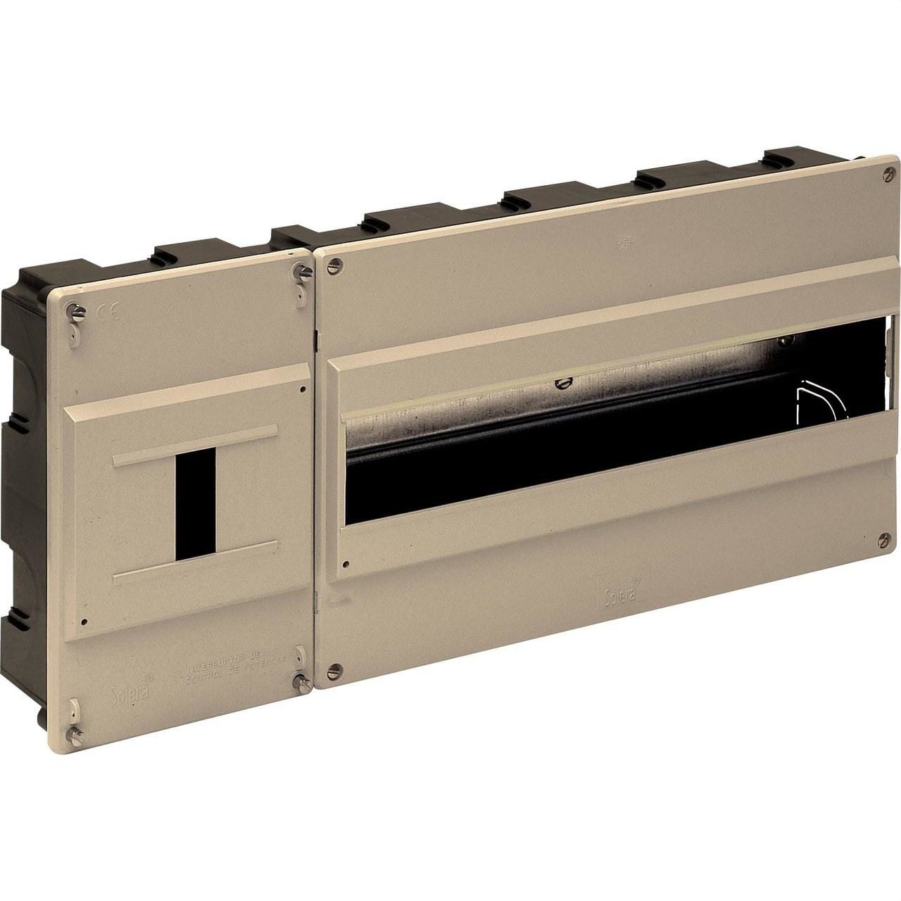 SOLERA - Caja distribución empotrar 16 elementos+4 precintables 420x188x55mm tapa marfil