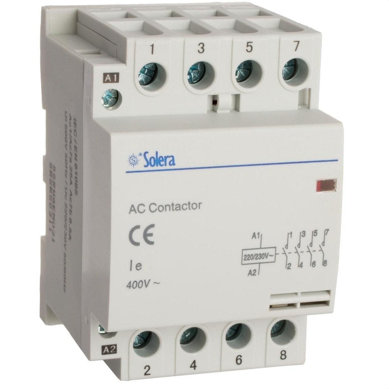 SOLERA - Contactor modular 4 abiertos 25A 2 módulos