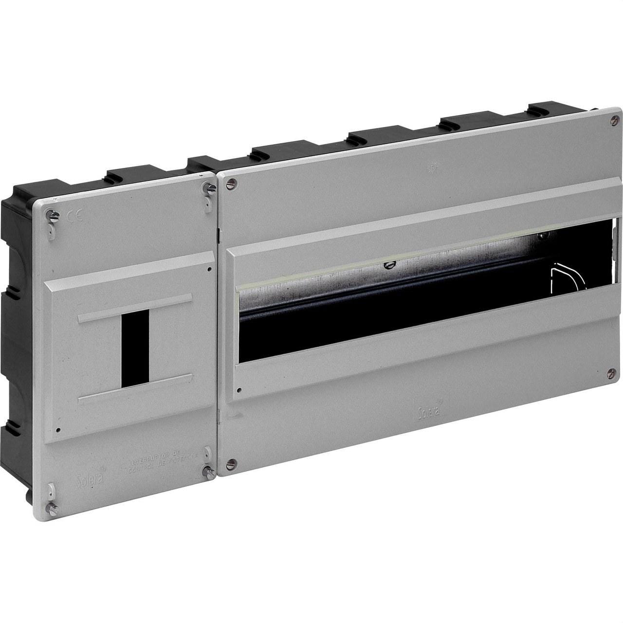 SOLERA - Caja distribución empotrar 16 elementos+4 precintables 420x188x55mm tapa gris
