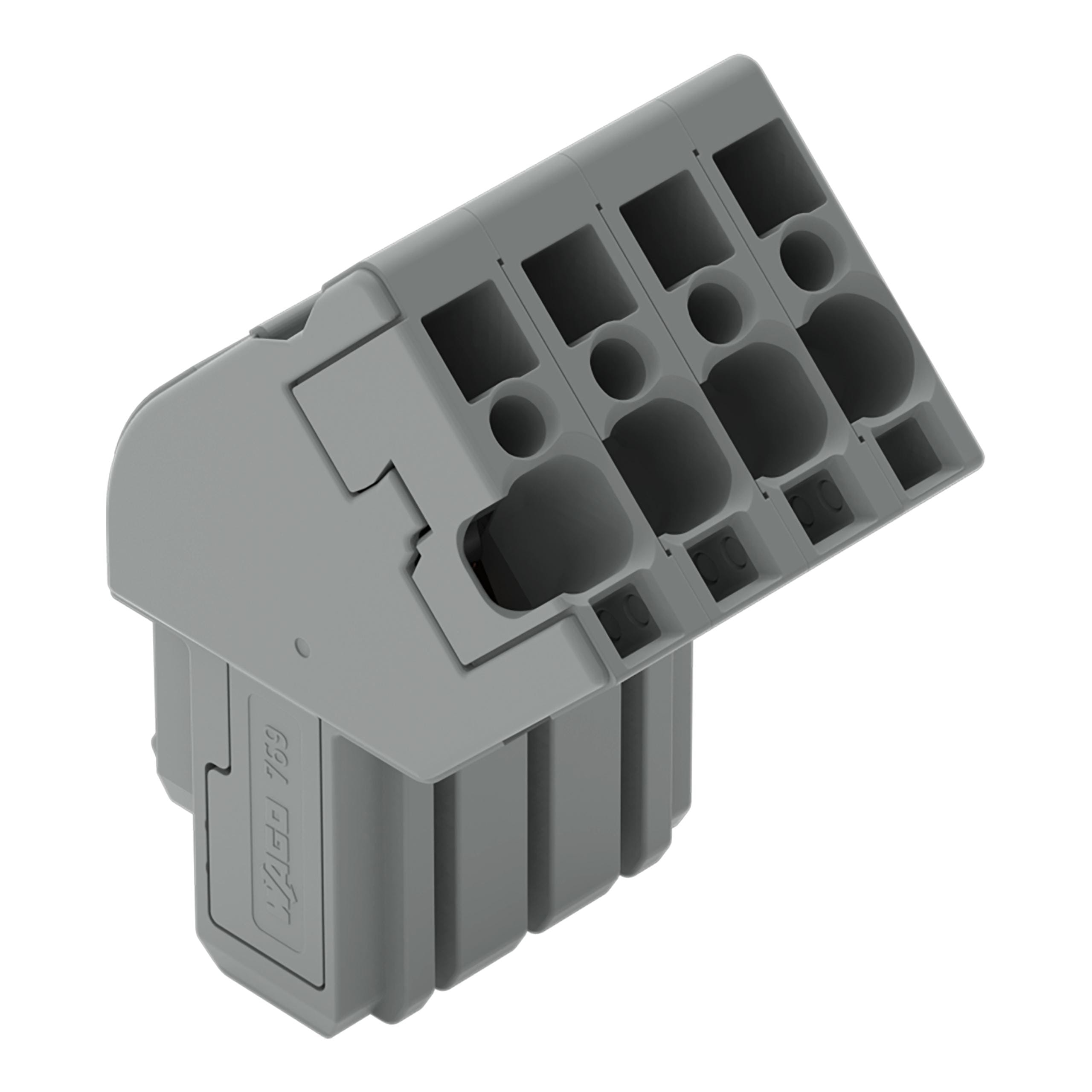 WAGO - Con. hembra de 1 cond., en ángulo;CAGE CLAMP®;4 mm²;gris
