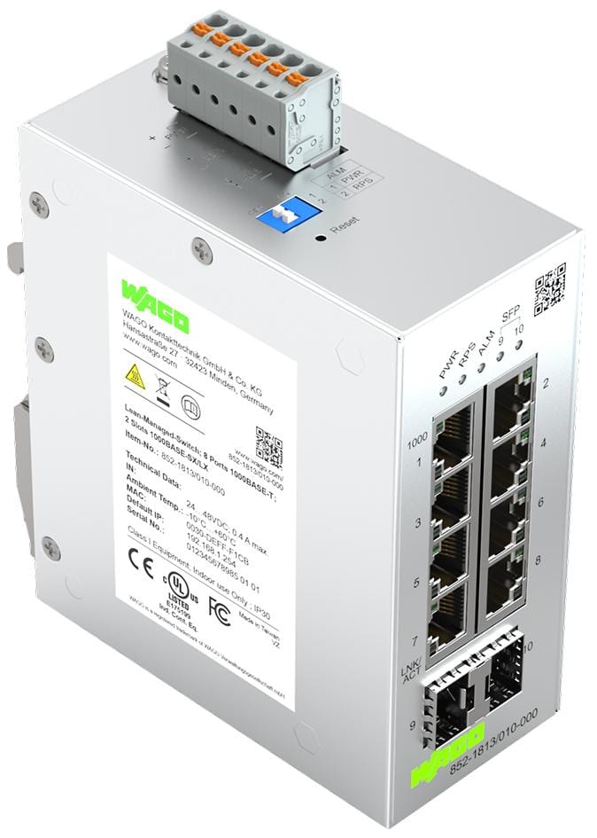 WAGO - Switch gestionable LMS;8 puertos 1000Base-T;2-Slot 1000Base-SX/LX