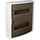 SOLERA - Caja de distribución de superficie de 28 elementos 362x438x104mm marco blanco y puerta fumé
