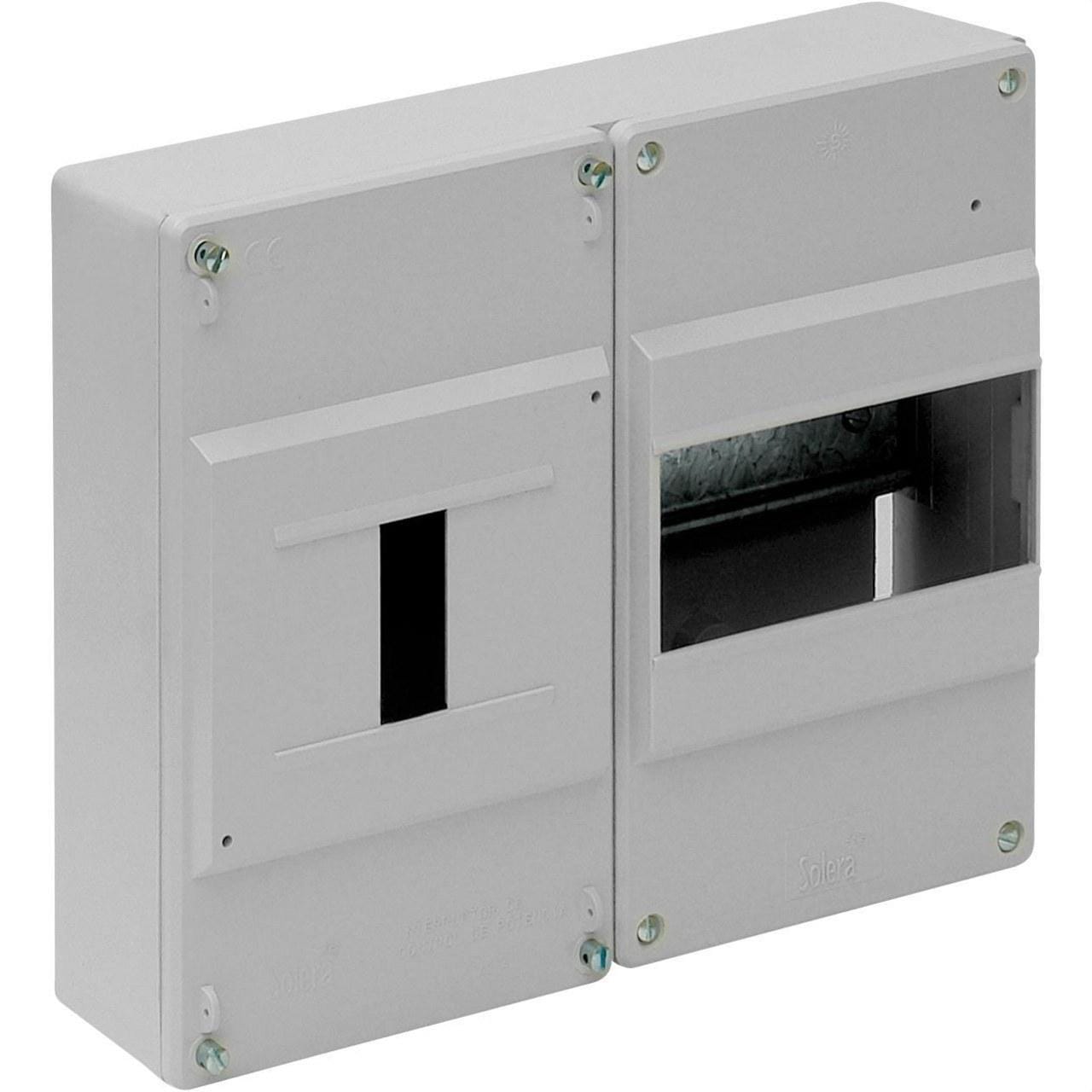 SOLERA - Caja distribución superficie 6 elementos+4 precintables 235x188x55mm gris