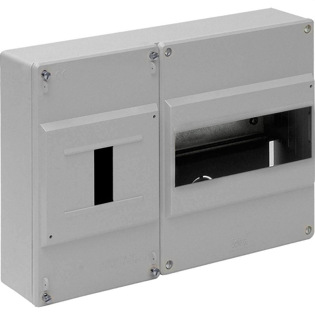 SOLERA - Caja distribución superficie 8 elementos+4 precintables 277x188x55mm gris