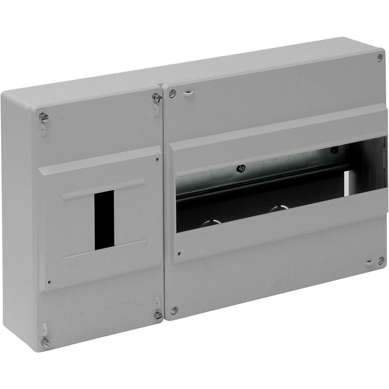 SOLERA - Caja distribución superficie 12 elementos+4 precintables 348x188x55mm gris