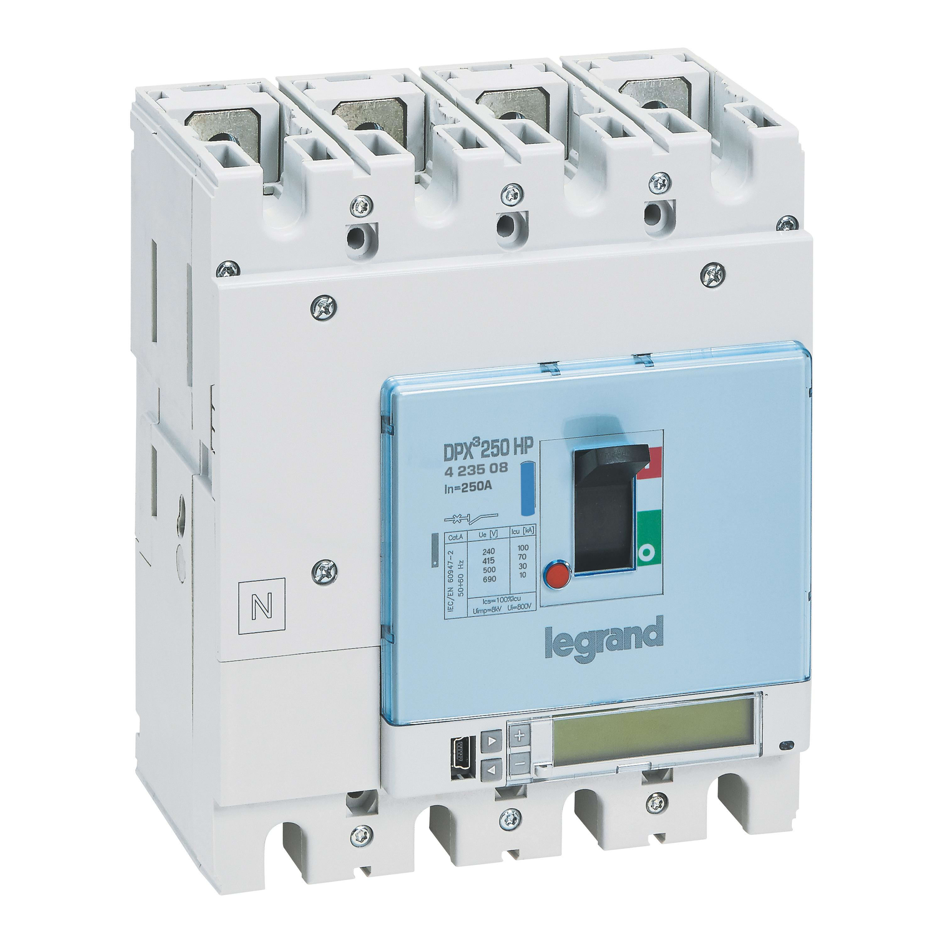 LEGRAND - Interruptor de caja moldeada DPX³ 250HP electrónico S10 + med - 4P - 70kA - 250A