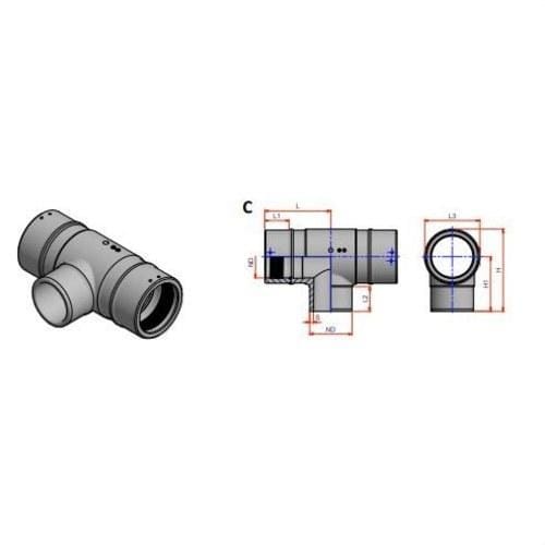 NIRON - Te electrosoldable H/M/H NIRON diámetro 200 gris SDR11