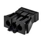 SIMON - Conector rápido de empotrar "Macho" de 3 polos con sistema de bloqueo de latiguillo electrico con conexión negra