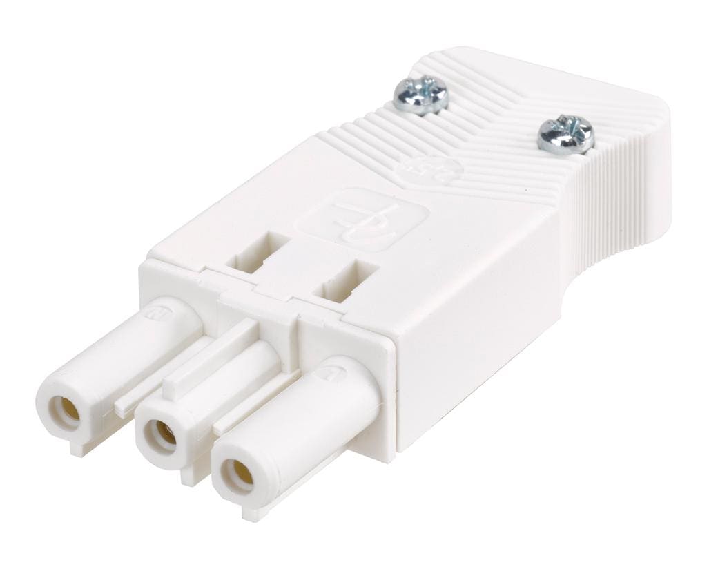 SIMON - Conector rápido aéreo "Hembra" de 3 polos con alojamiento para sistema de bloqueo de latiguillo electrico con conexión blanca