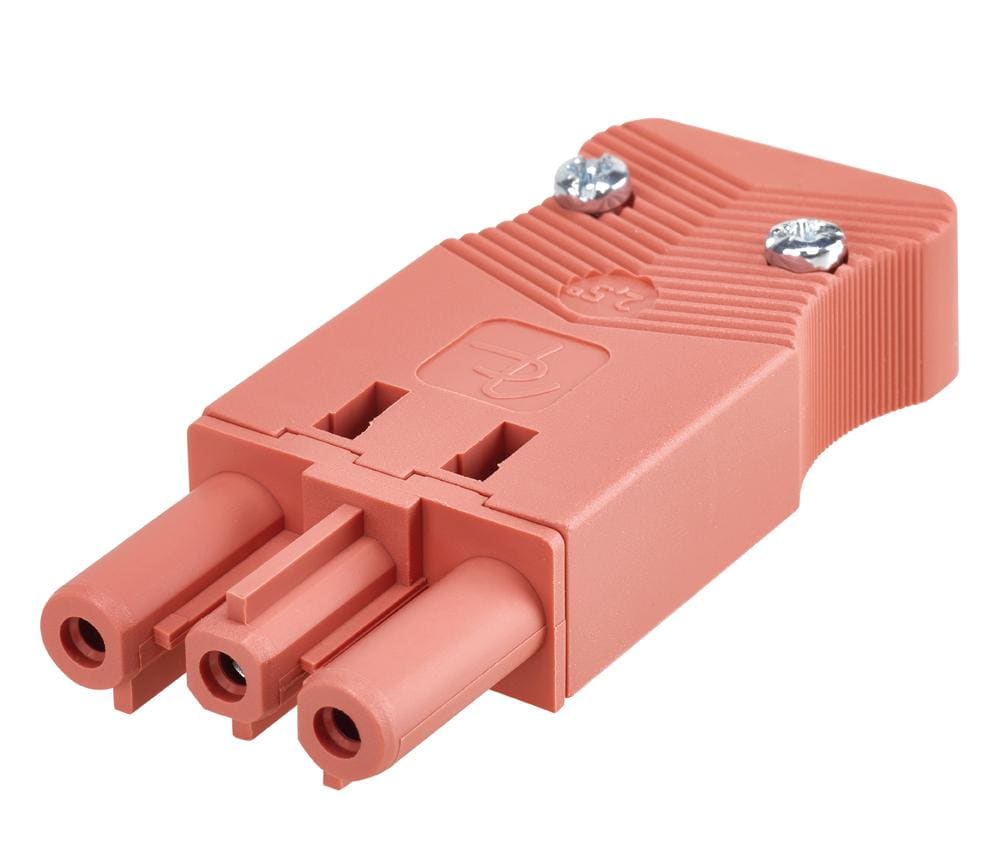 SIMON - Conector rápido aéreo "Hembra" de 3 polos con alojamiento para sistema de bloqueo de latiguillo electrico con conexión roja