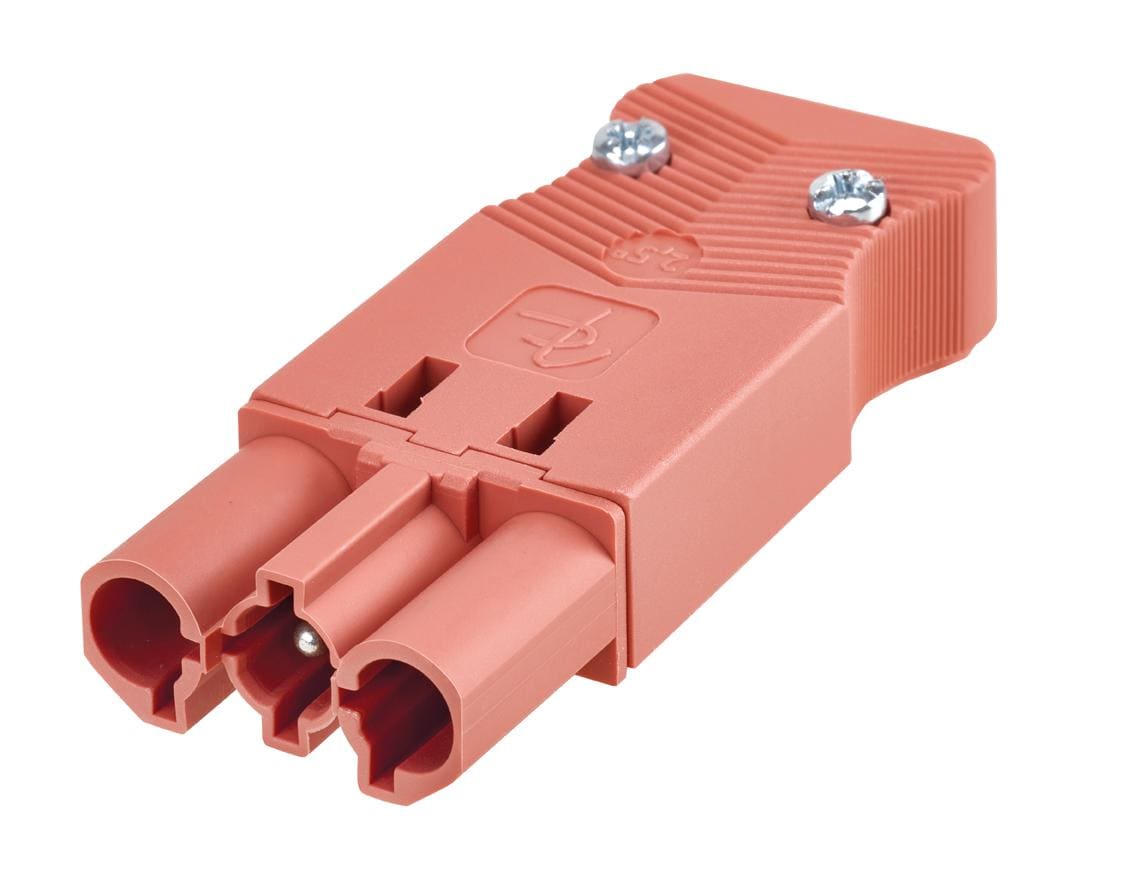 SIMON - Conector rápido aéreo "Macho" de 3 polos con alojamiento para sistema de bloqueo de latiguillo electrico con conexión roja
