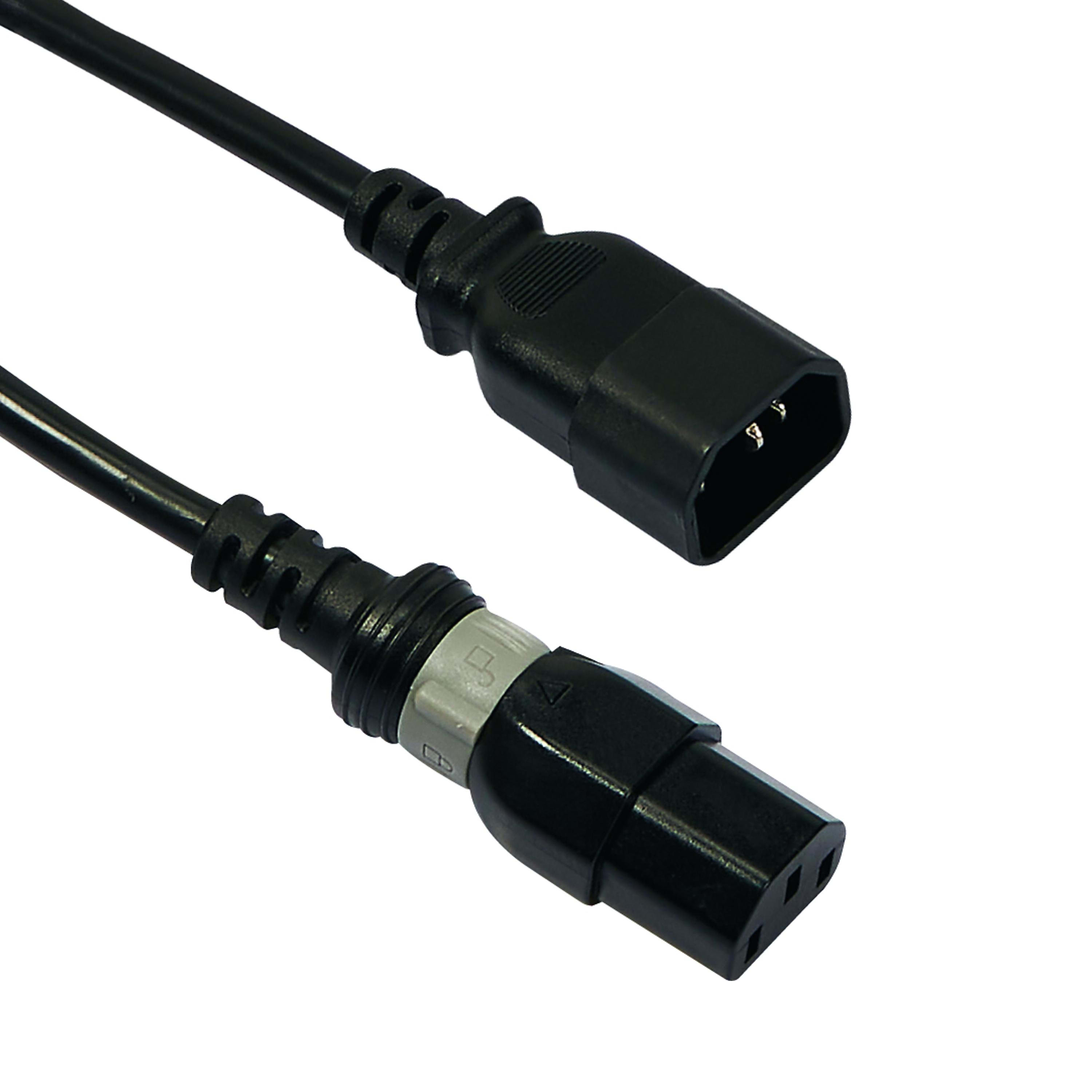 LEGRAND - Juego de 10 cables de alimentación C14-C13 de 1m con bloqueo de enchufe negro