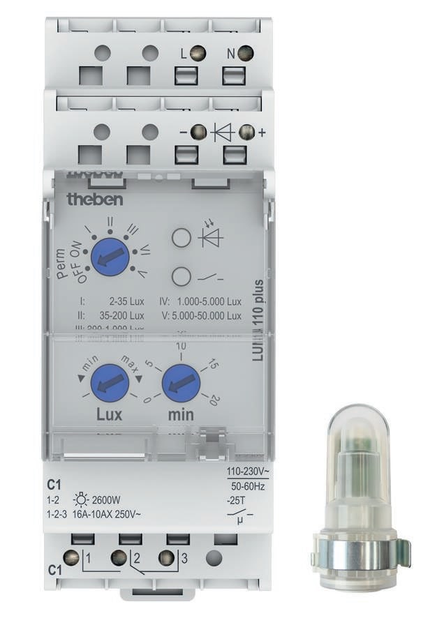 THEBEN - Interruptores crepusculares, sensor de luz de superficie, 1 canal