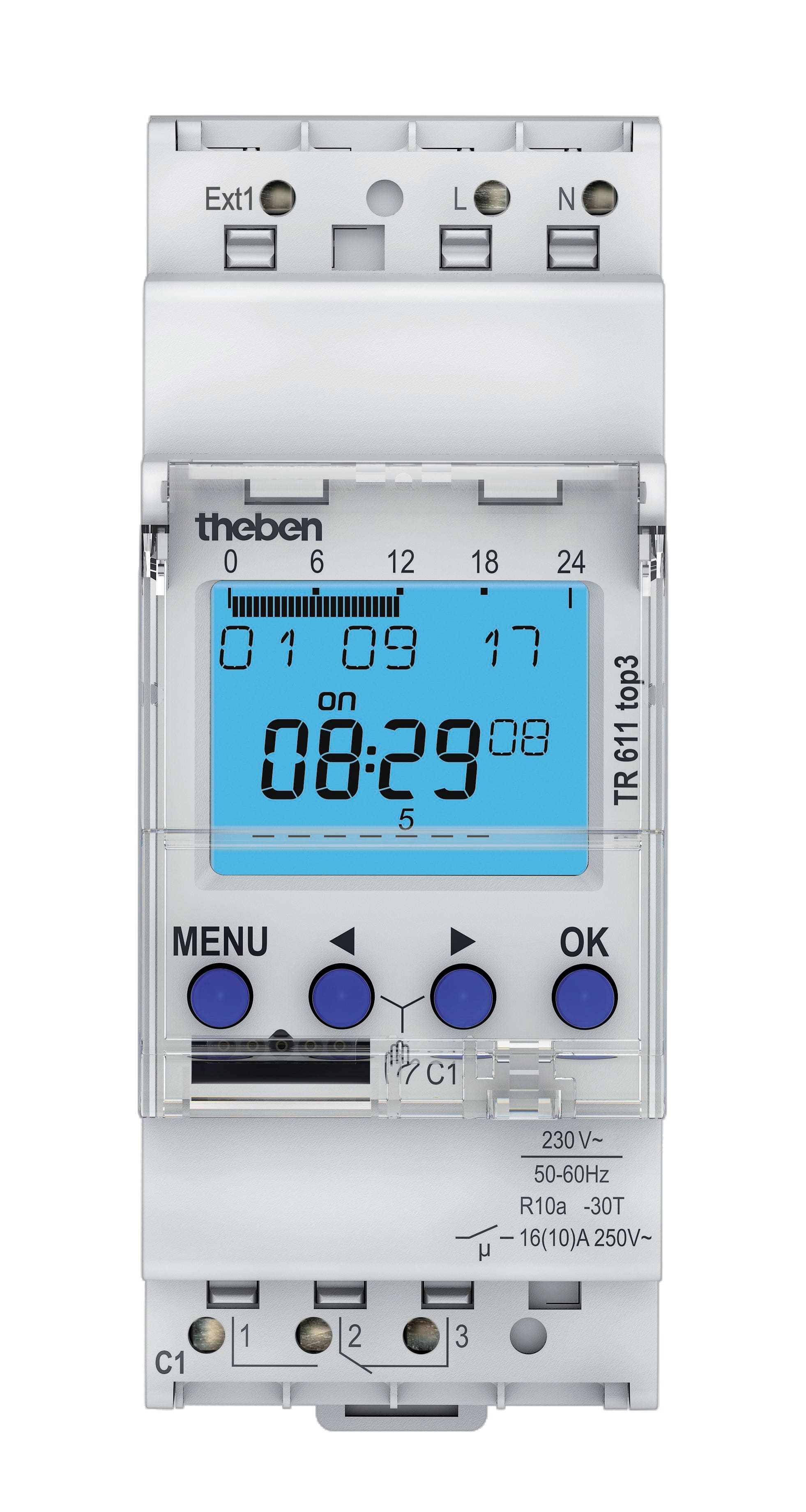 THEBEN - Interruptor horario digital, programa semanal, 1 canal, programación mediante app posible