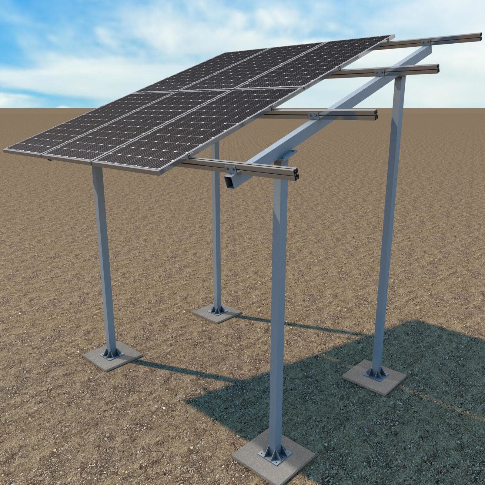 SUNFER - 38V8-20-A Base, soporte inclinado elevado para terreno, 2 filas en vertical