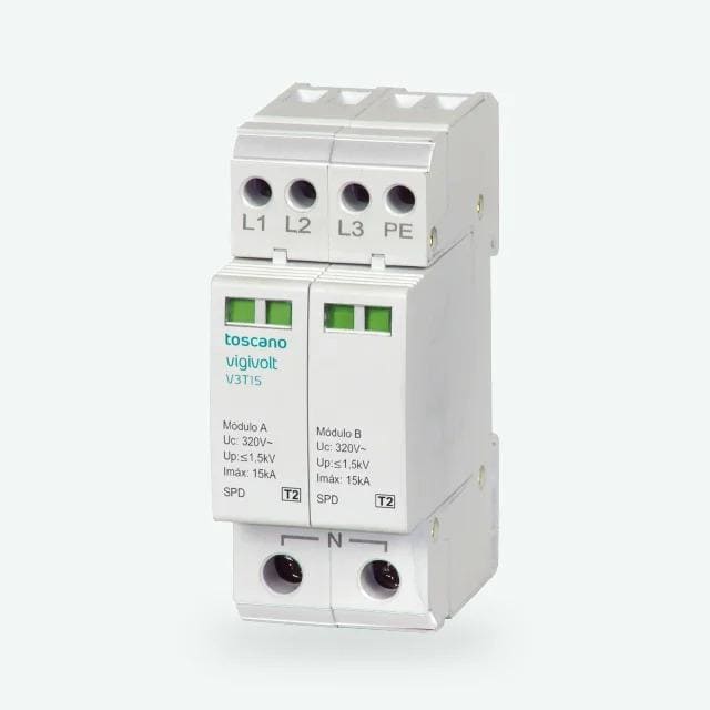 TOSCANO - Protector sobretensión transitoria 3F+neutro 400V 15kA clase -II V3T-15