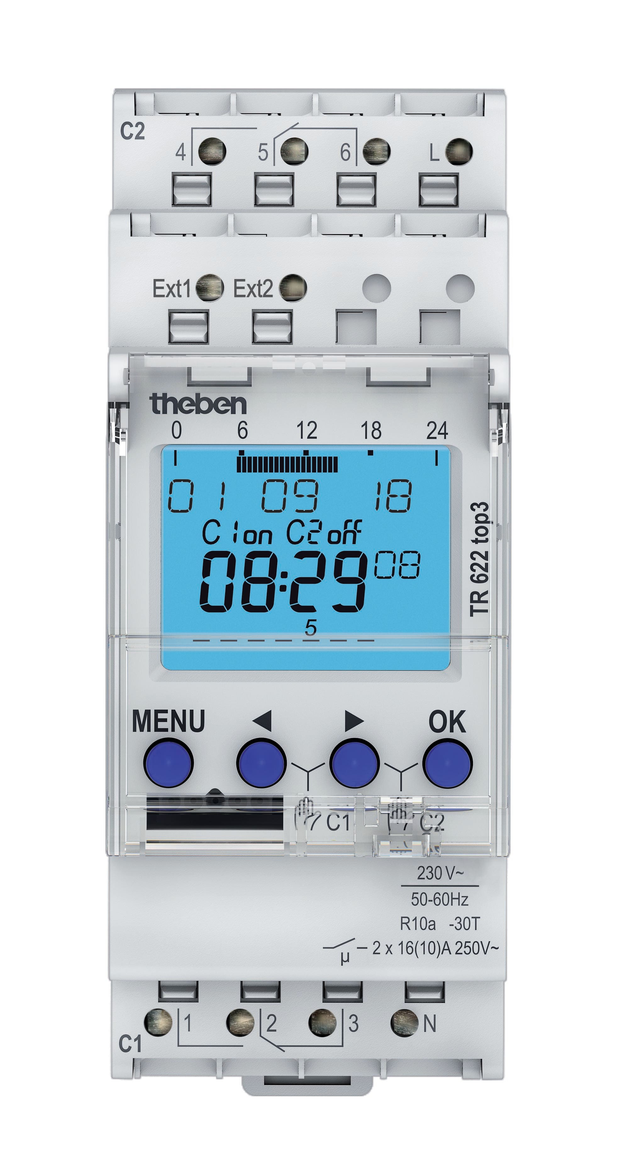 THEBEN - Interruptor horario digital, programa semanal, 2 canales, programación mediante app posible
