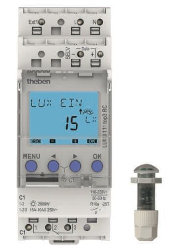 THEBEN - Interruptores crepusculares con sensor de luz empotrado, 1 canal