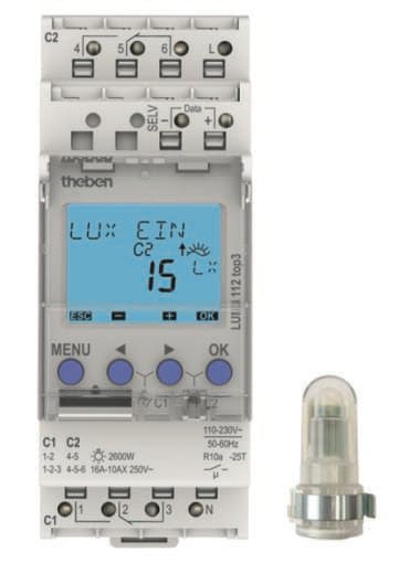 THEBEN - Interruptores crepusculares con sensor de luz empotrado, 2 canales