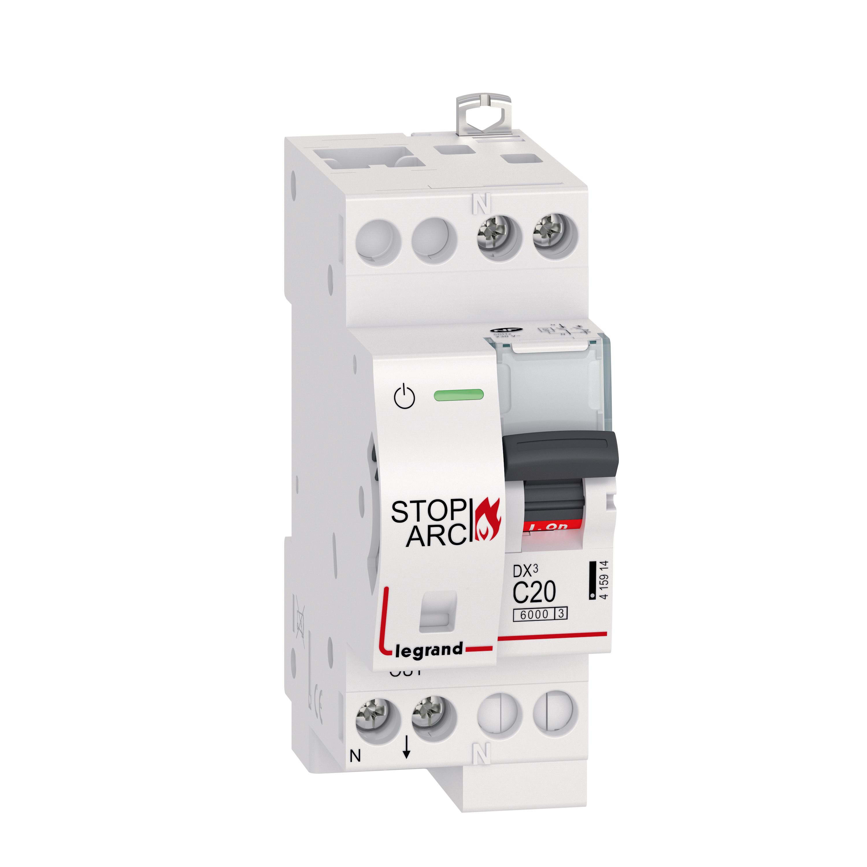 LEGRAND - DX3 - STOP ARC 1P+N C20 - 2 polos - 230V - 6kA