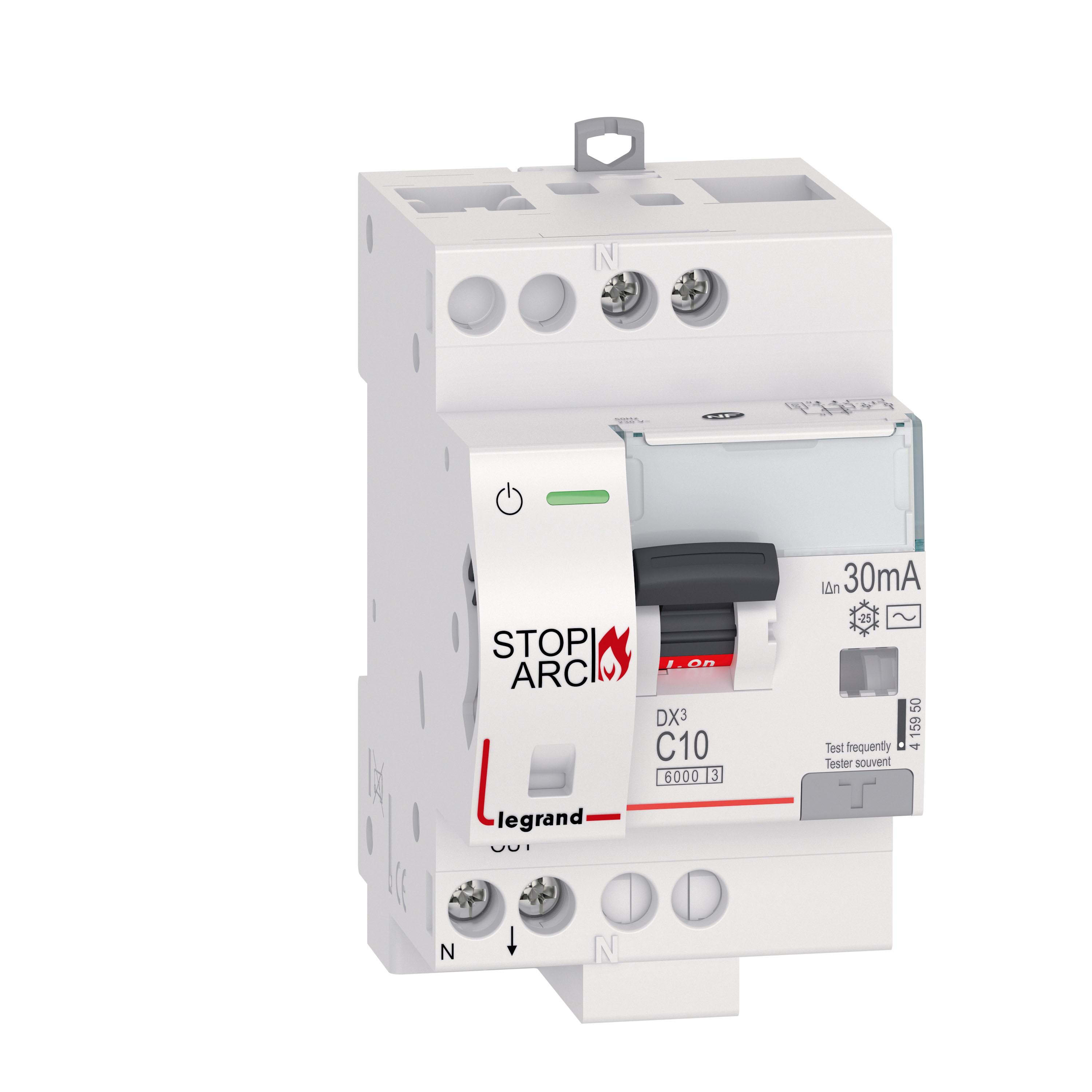 LEGRAND - DX3 - STOP ARC 1P+N C10 30mA AC - 2 polos - 230V - 6kA