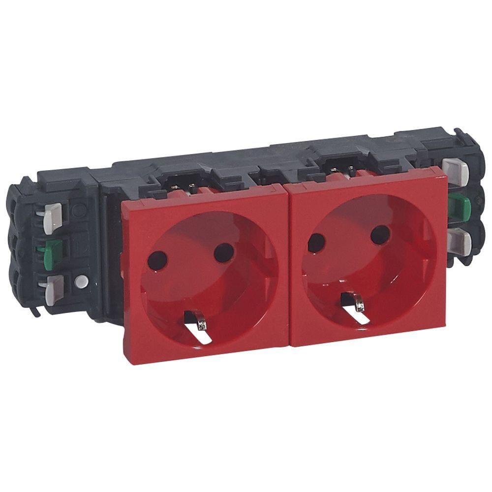 LEGRAND - Toma Mosaic para canalización DLP - 2x2P+T - Terminales automáticos - Rojo