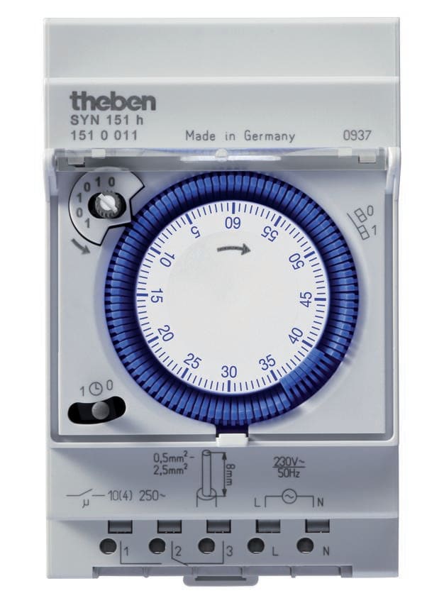 THEBEN - Interruptor horario de instalación en carril 60 min, segmentos, 3 módulos