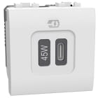 BTICINO - Cargador USB Livinglight - 1 USB Tipo C - 45W- 2mod - Blanco