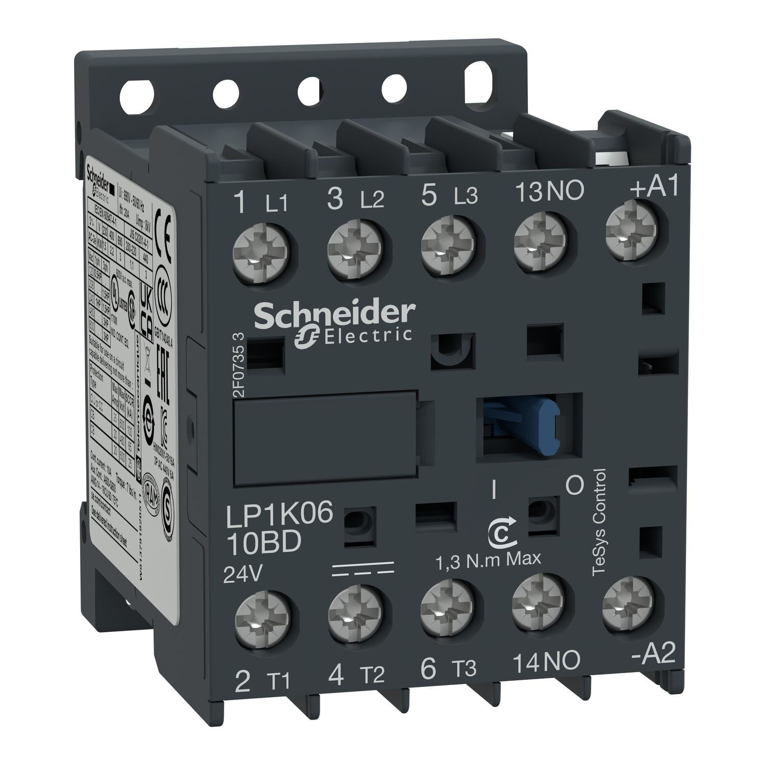 Schneider Electric - Contactor TeSys K - 3P(3 NA) - AC-3 - <= 440 V 6 A - 110 V bobina CC
