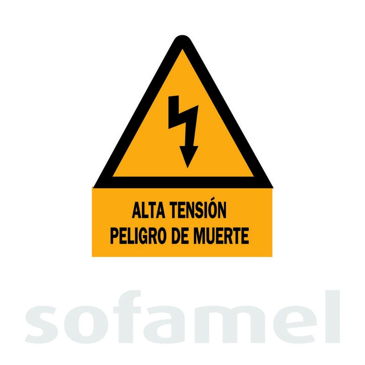 SOFAMEL - Señal aluminio CE-10S "ALTA TENSIÓN PELIGRO DE MUERTE" 105mm