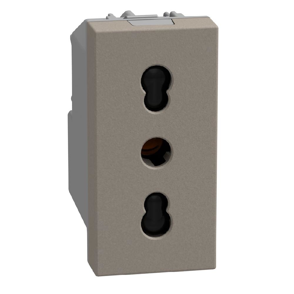 BTICINO - Base 2P+T 10A/16A Light Now-estándar italiano-conexión por tornillos-Stone-1 mod