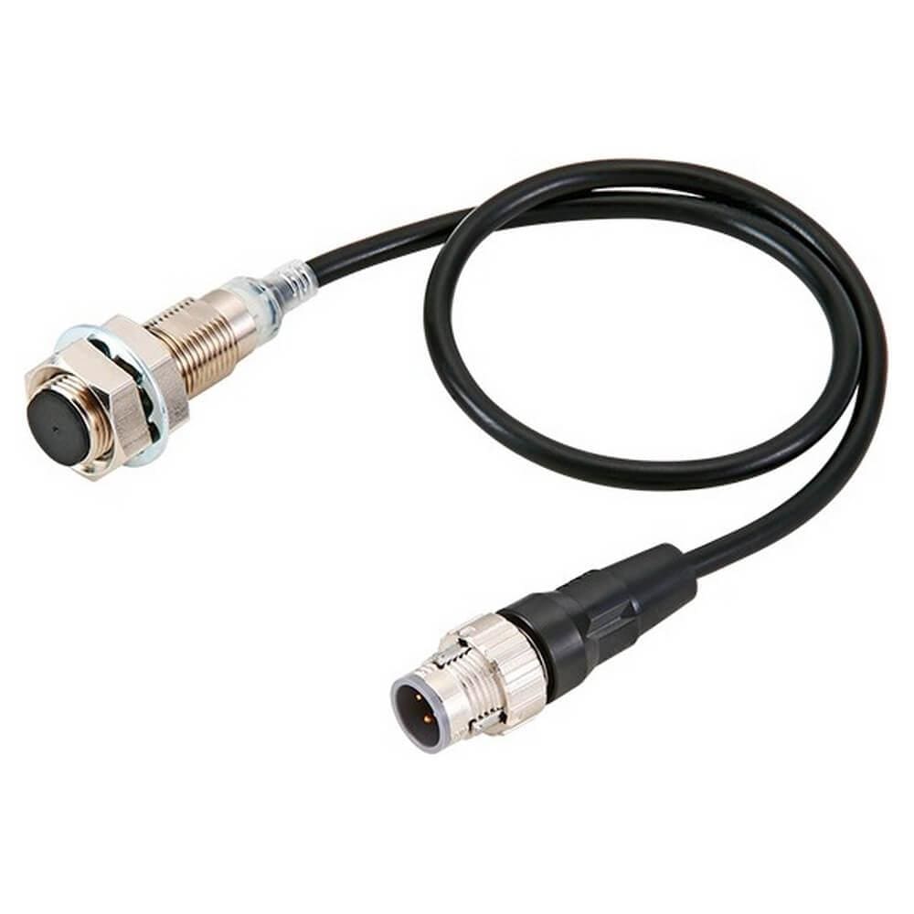 OMRON - Sensor de proximidad, inductivo, latón-níquel, M12, enrasado, 7 mm, NA, cable flexible de 0,3 m, 2 hilos CC sin polaridad