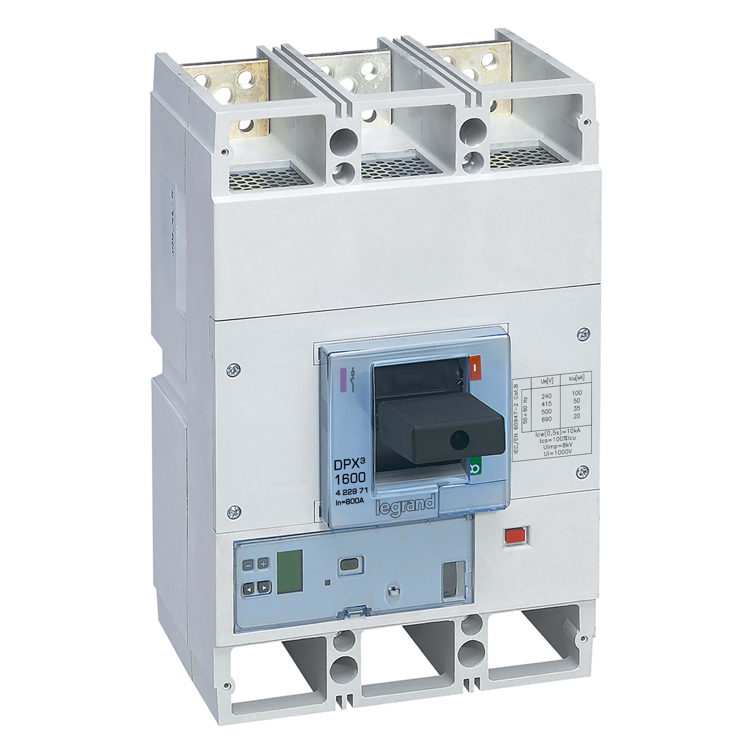 LEGRAND - Interruptor de caja moldeada DPX³ 1600 electrónico S10 + med - 3P - 50kA - 800A