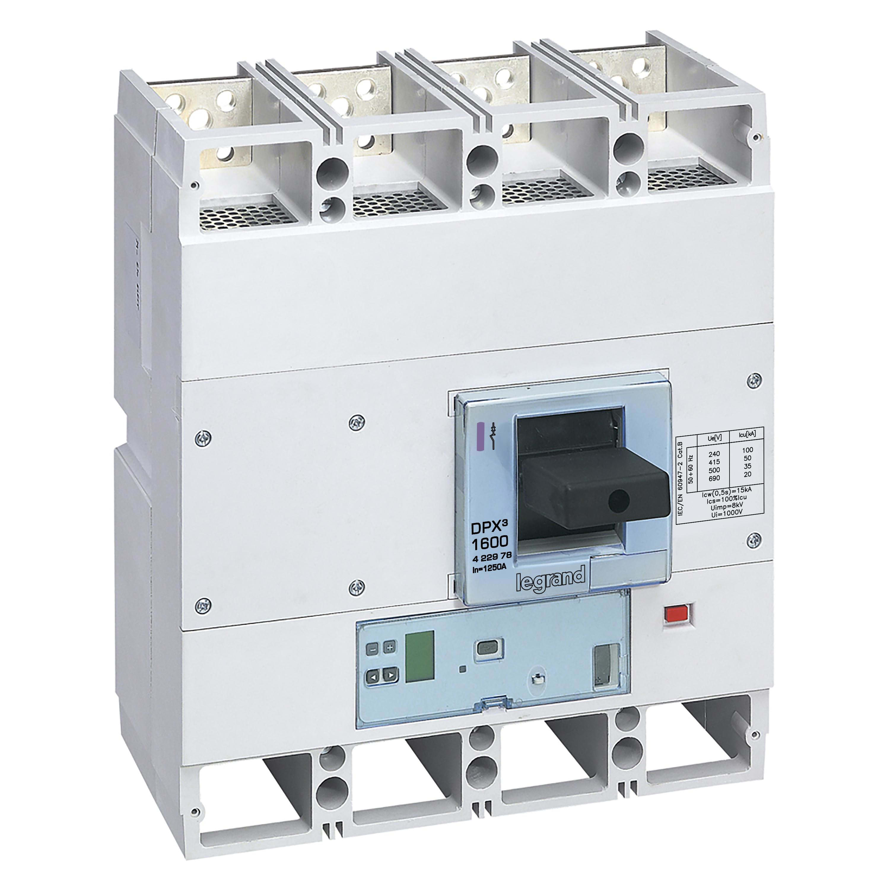 LEGRAND - Interruptor de caja moldeada DPX³ 1600 electrónico S10 + med - 4P - 50kA - 1250A